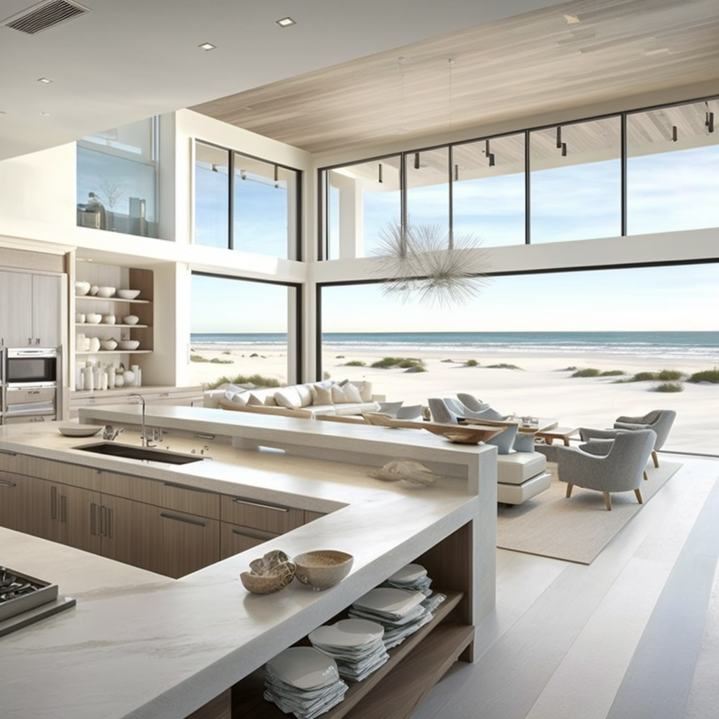 Beach front walk-out kitchen design inspiration