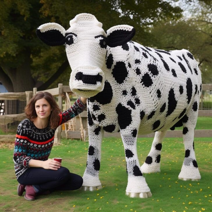 dairy cow - Experience the Marvel of Giant Life-Size Crochet Animals