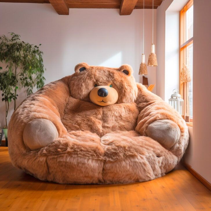 Create a Warm and Inviting Atmosphere with a Bear-Shaped Sofa as the Focal Point