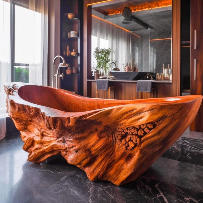 Can live edge wooden bathtubs be installed in any type of bathroom?