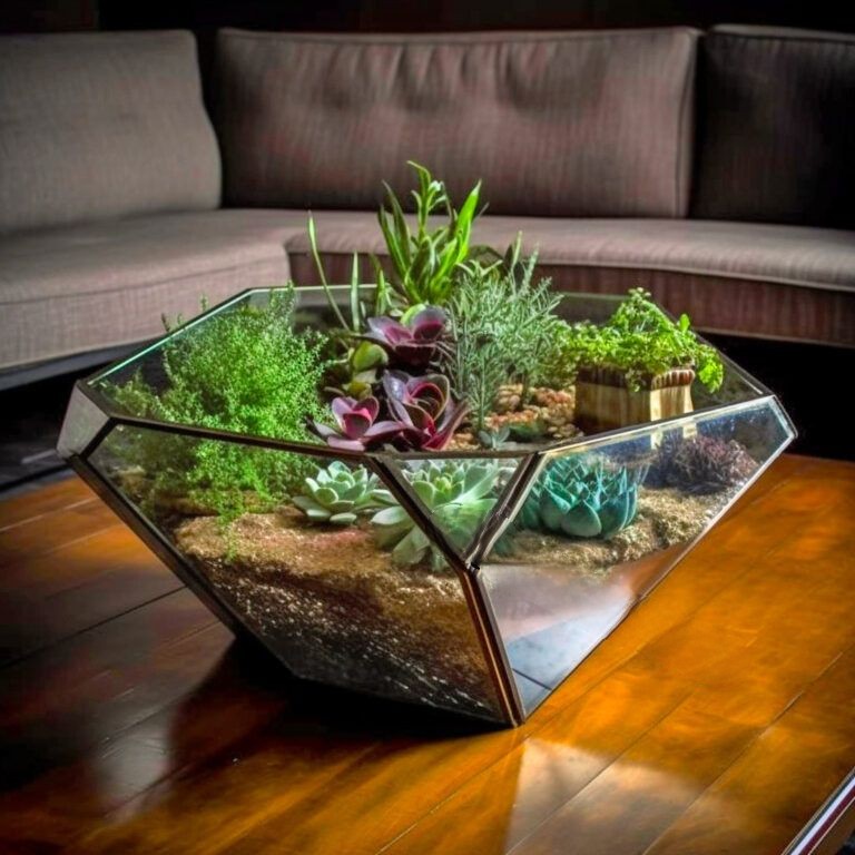Cultivating Greenery: Showcasing the Beauty of Live Plants in Terrarium Coffee Tables
