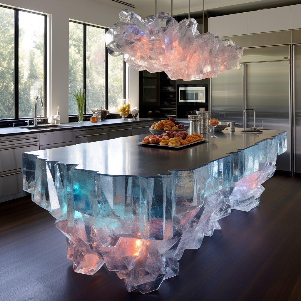 Embrace Comfort and Mesmerization with Crystal-Inspired Kitchen Islands