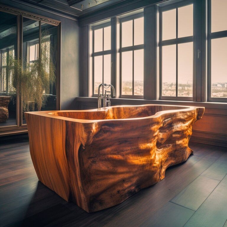 Solid wood construction provides durability and longevity to live edge wooden bathtubs.