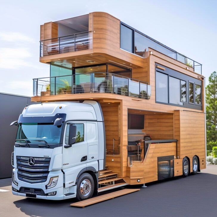 Highway Castles: Semi-Truck RV Conversions with Balconies That Define Luxury Travel