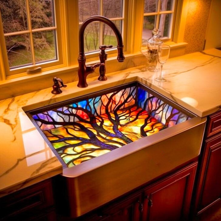 Stained Glass Sinks in the Kitchen: Artistic Beauty Meets Practicality