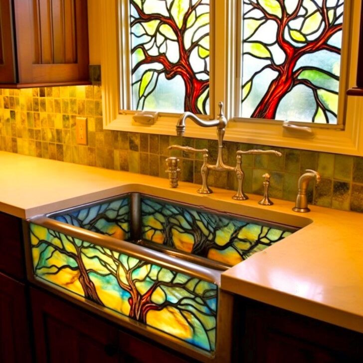 Stained Glass Sinks in the Kitchen: Artistic Beauty Meets Practicality