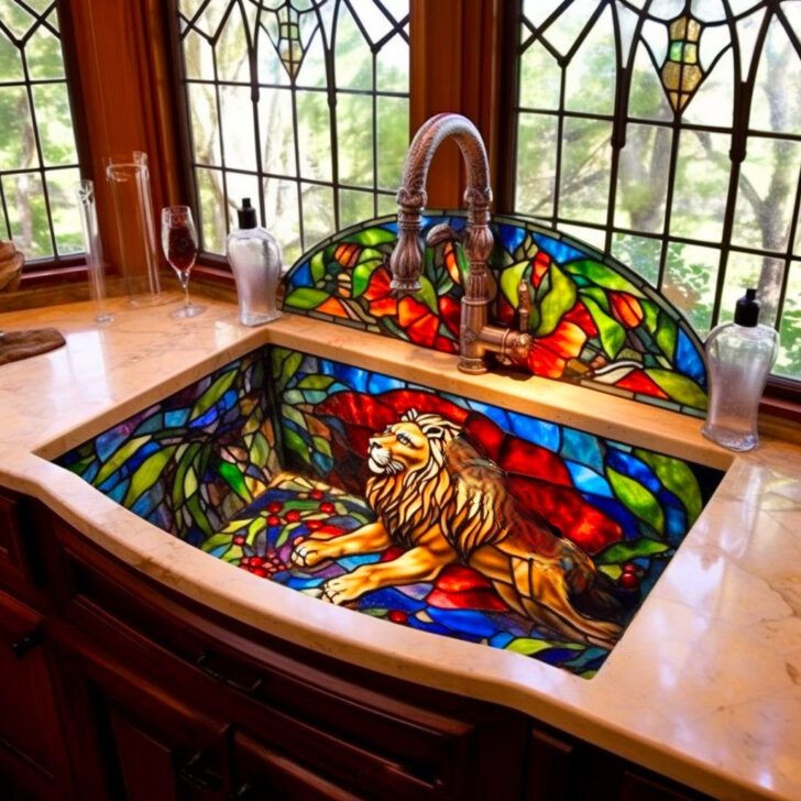 How do I maintain the beauty of my stained glass sink over time?