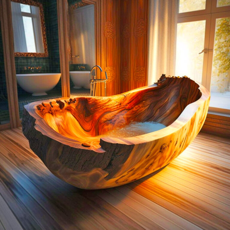 Craftsmanship: Handcrafted Appeal of Live Edge Wooden Bathtubs