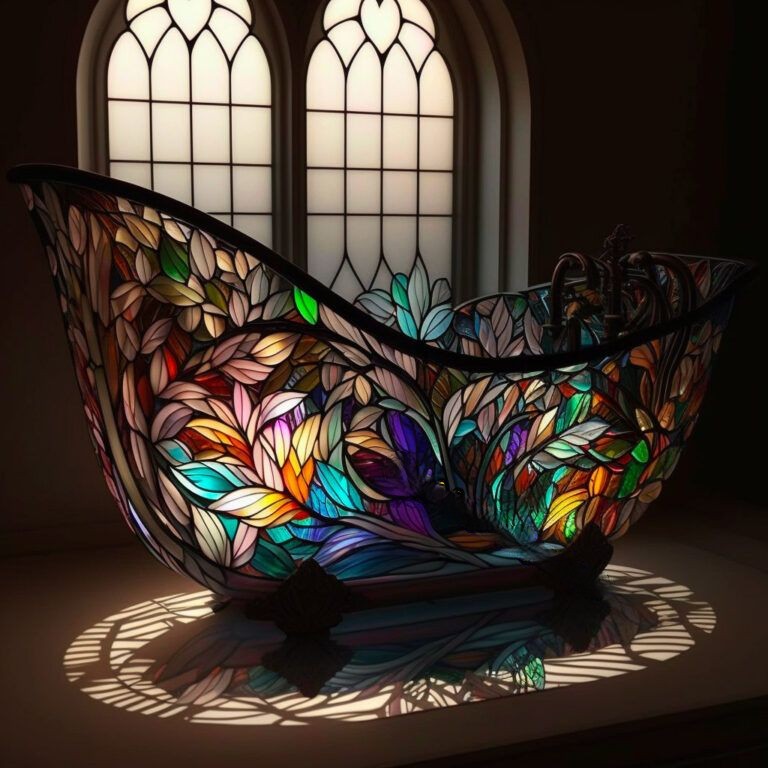 Are there different design options available for stained glass bathtubs?