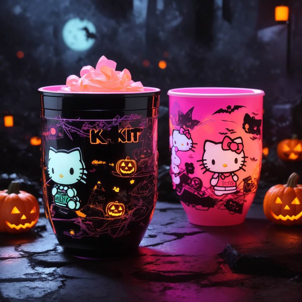 Hello Kitty Halloween Glass Cup, Hello Kitty Pumpkin, Mummy, Halloween Glass  Cup, Spooky Cute Cup, Kawaii Kitty, Iced Coffee, Spooky Vibes 