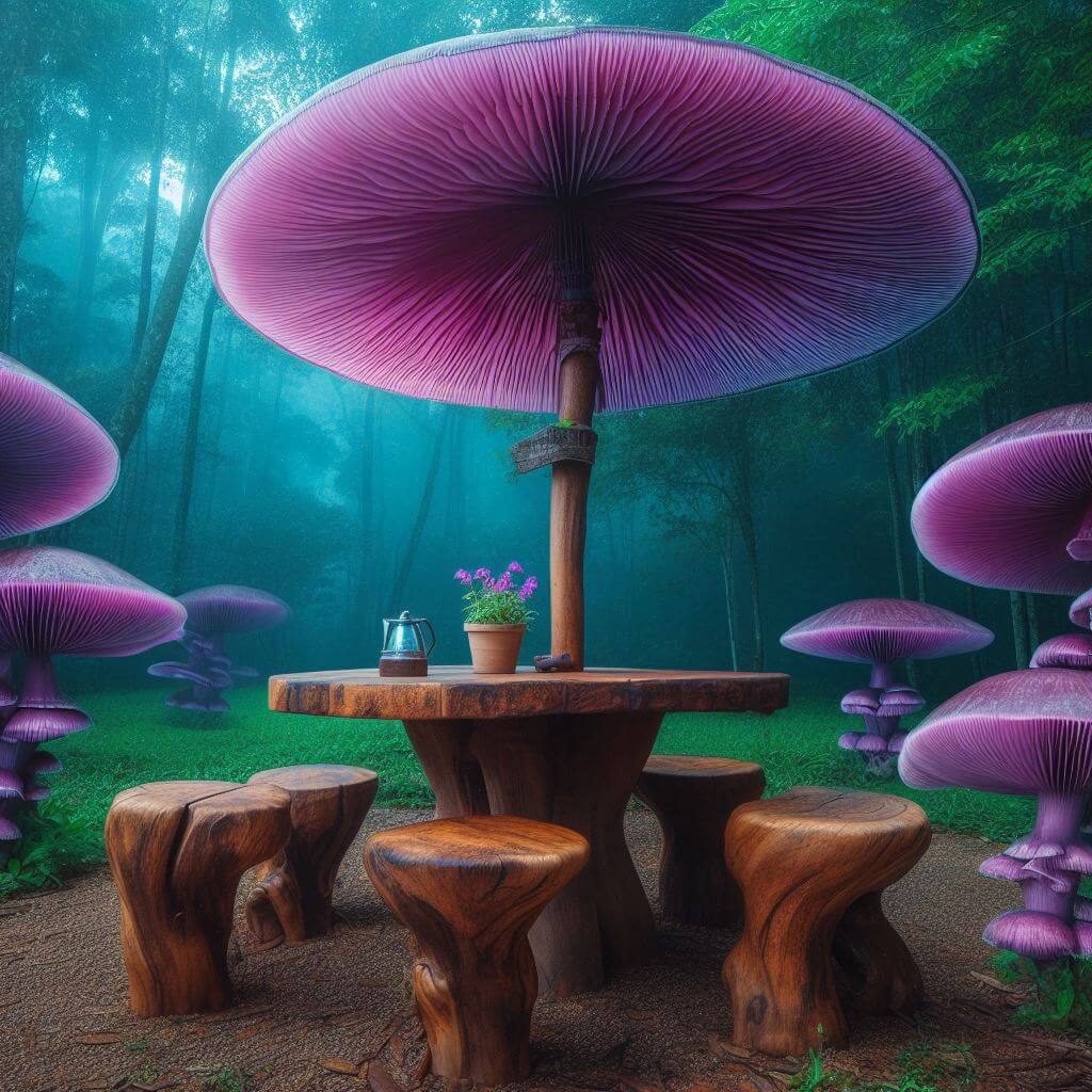 The mushroom picnic table