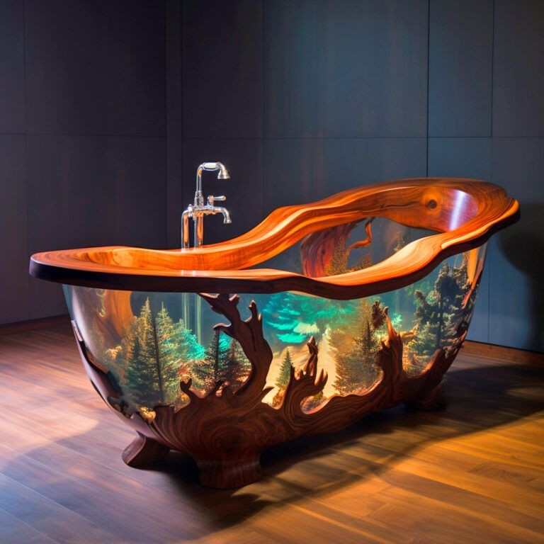 These Stunning Wood and Epoxy Bathtubs Merge Art, Function, and