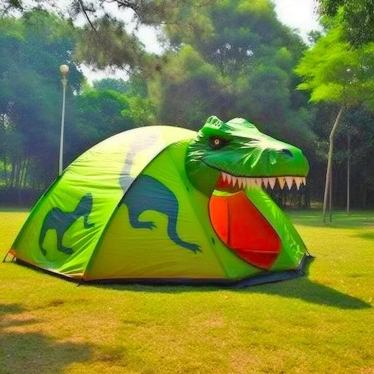 Showcasing the cool factor of dinosaur camping tents