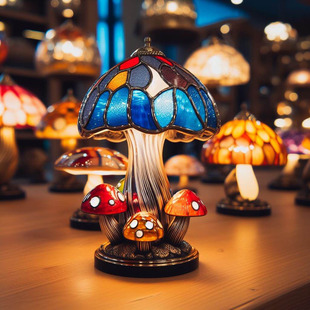 Incorporating stained glass mushroom lamps into various interior design themes