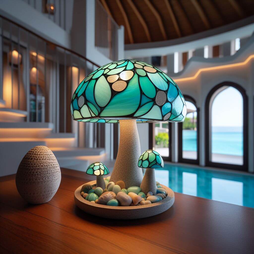 Enjoy the beauty and ambiance of your stained glass mushroom lamp