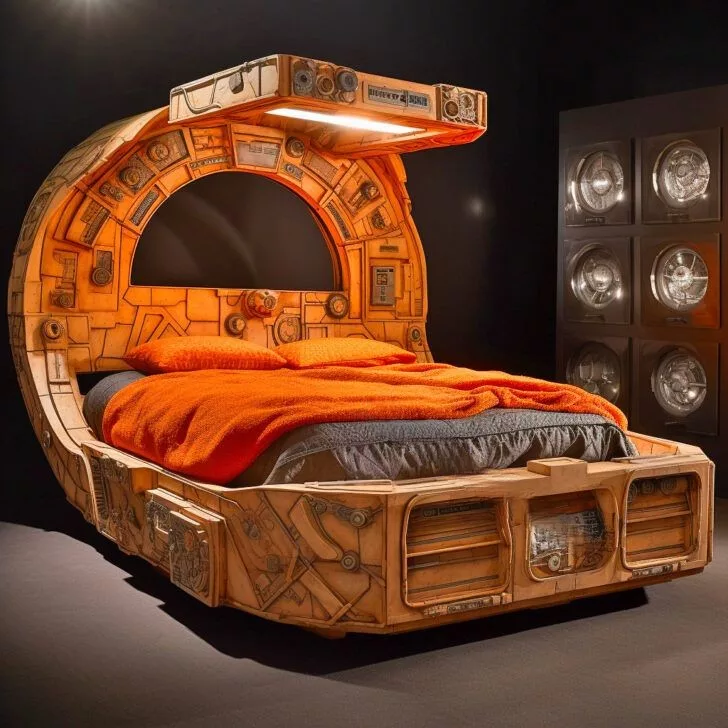 Highlighting the comfort of sleeping in an adult Star Wars bed