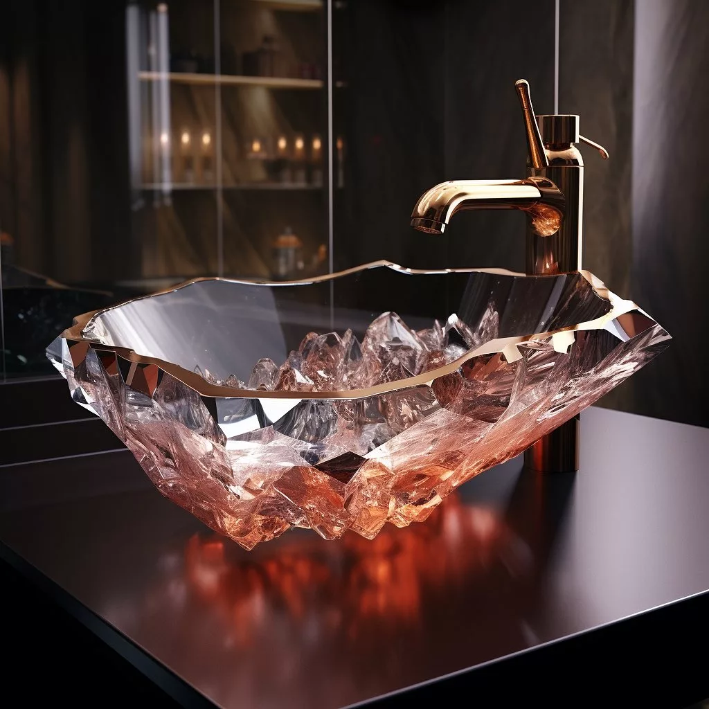 Small Crystal Vessel Bathroom Sink: Transparent Elegance and Black Sophistication