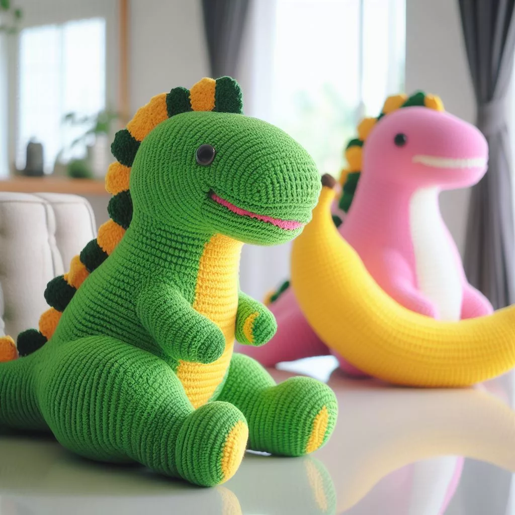 Giant Crochet Dinosaur Delight: Bring Whimsy to Life in Your Space