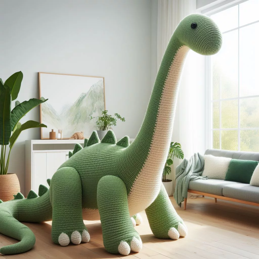 Giant Crochet Dinosaur Delight: Bring Whimsy to Life in Your Space