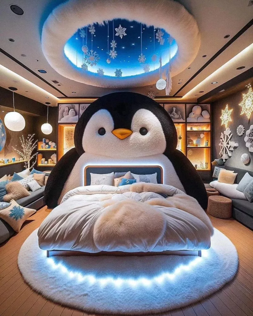 Can I find a penguin-shaped bed for my child's bedroom?