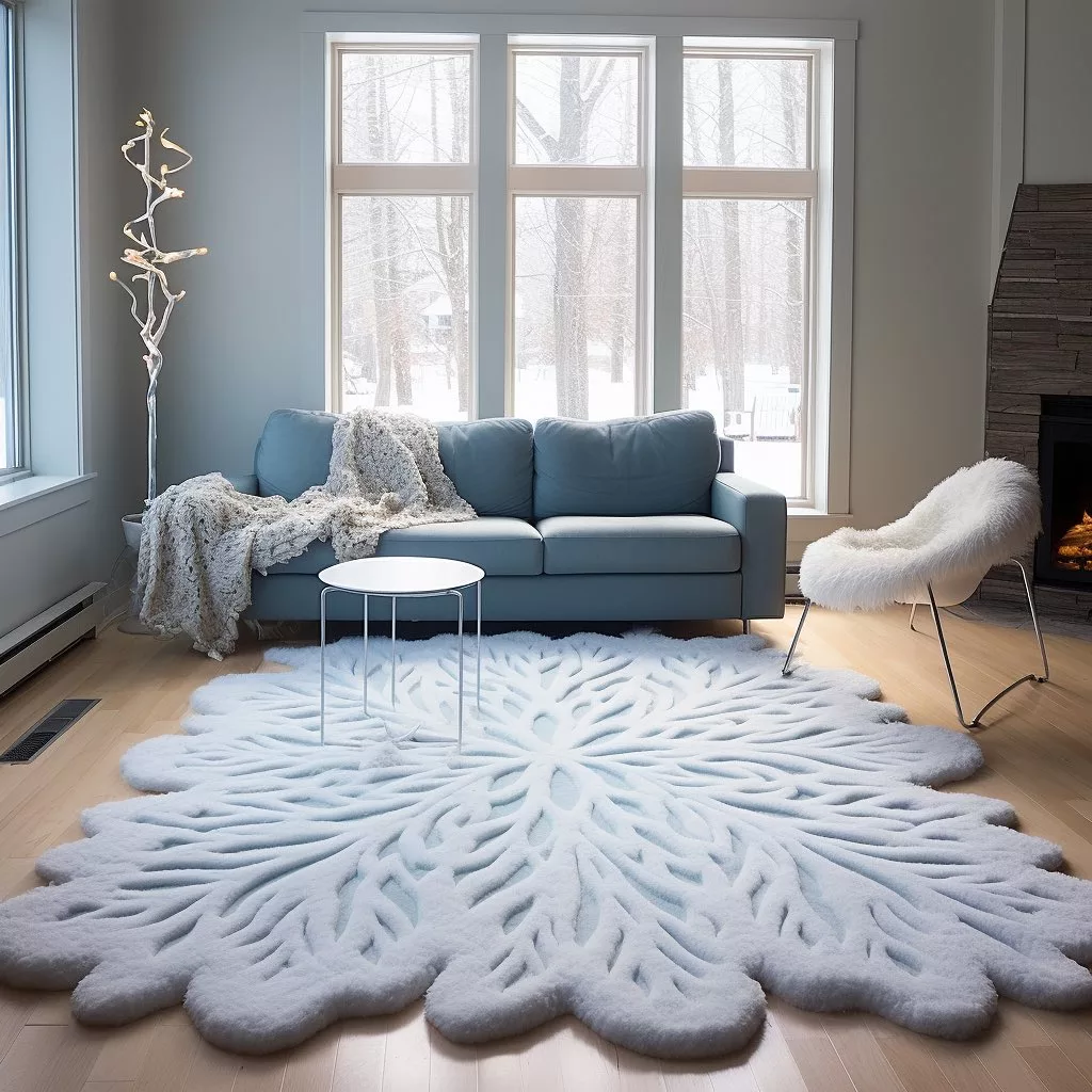 Enhancing the winter atmosphere with a snowflake rug