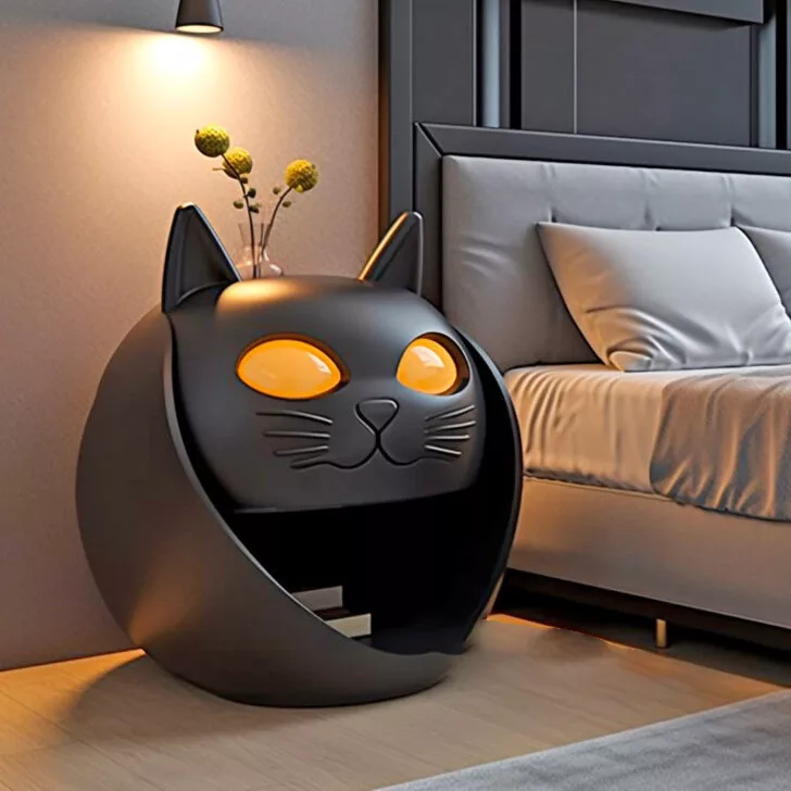 Multi-Purpose Nightstands with Integrated Cat Beds