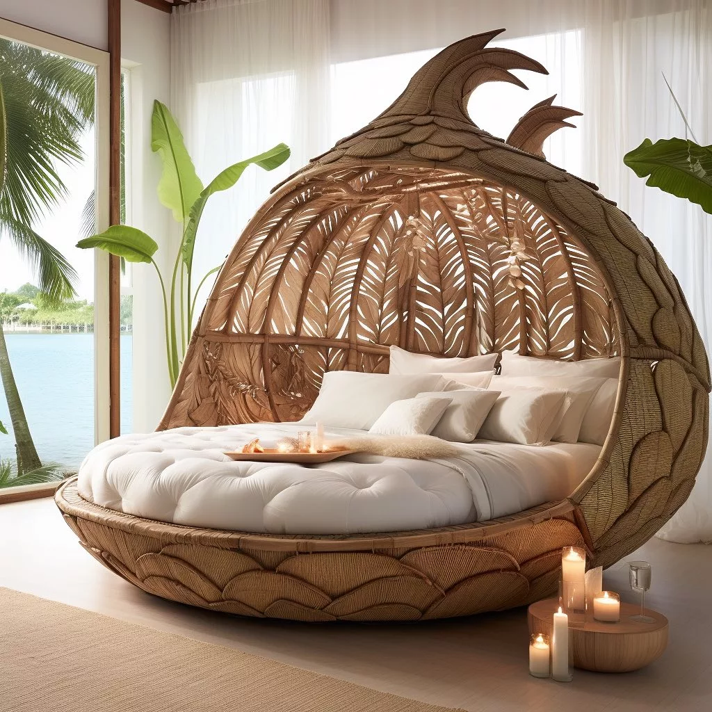 Coconut-Inspired Bed: Drift into Tropical Dreams with Natural Comfort