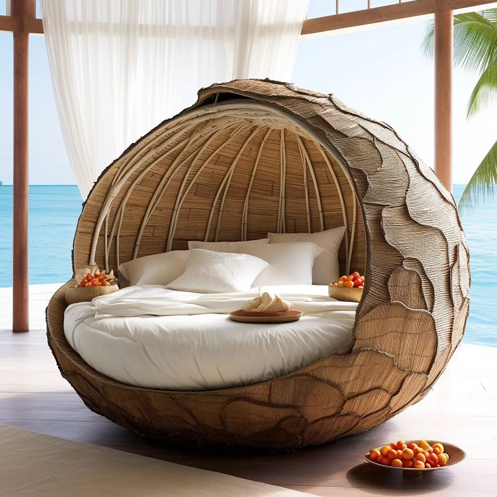 Coconut-Inspired Bed: Drift into Tropical Dreams with Natural Comfort