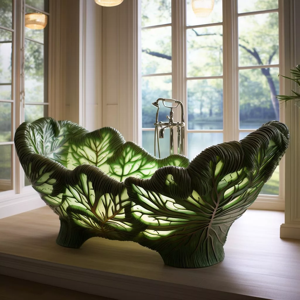 Leaf-Inspired Bathtub: Embracing Nature's Design for Bathroom Bliss