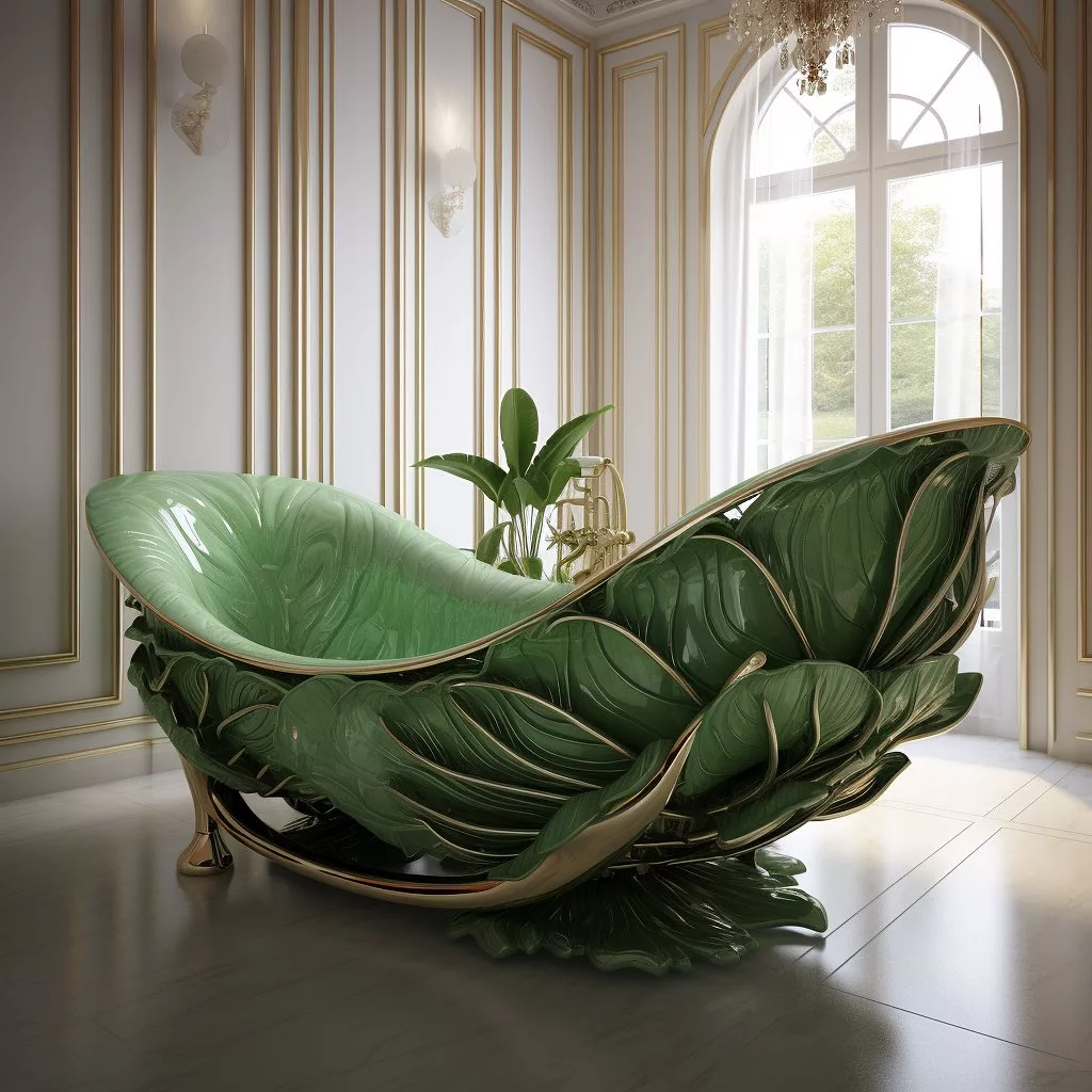 Leaf-Inspired Bathtub: Embracing Nature's Design for Bathroom Bliss