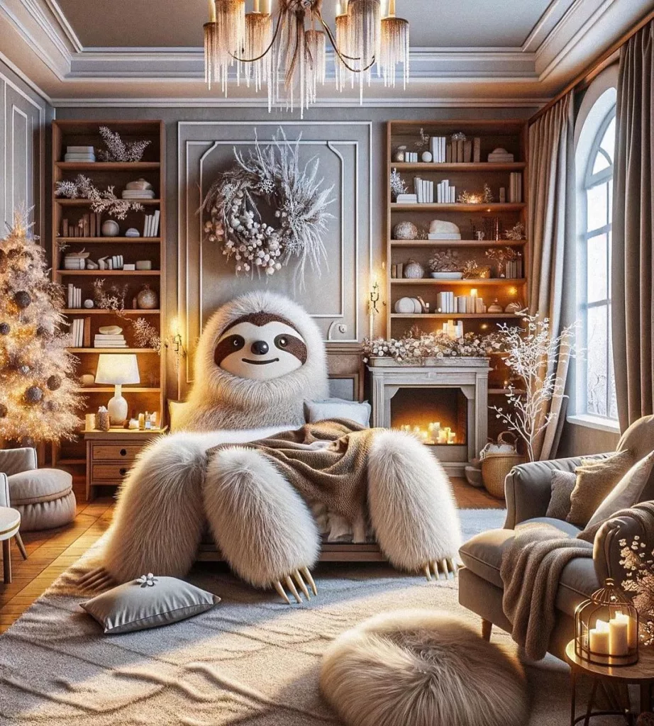 Sloth-shaped bed designs for Christmas