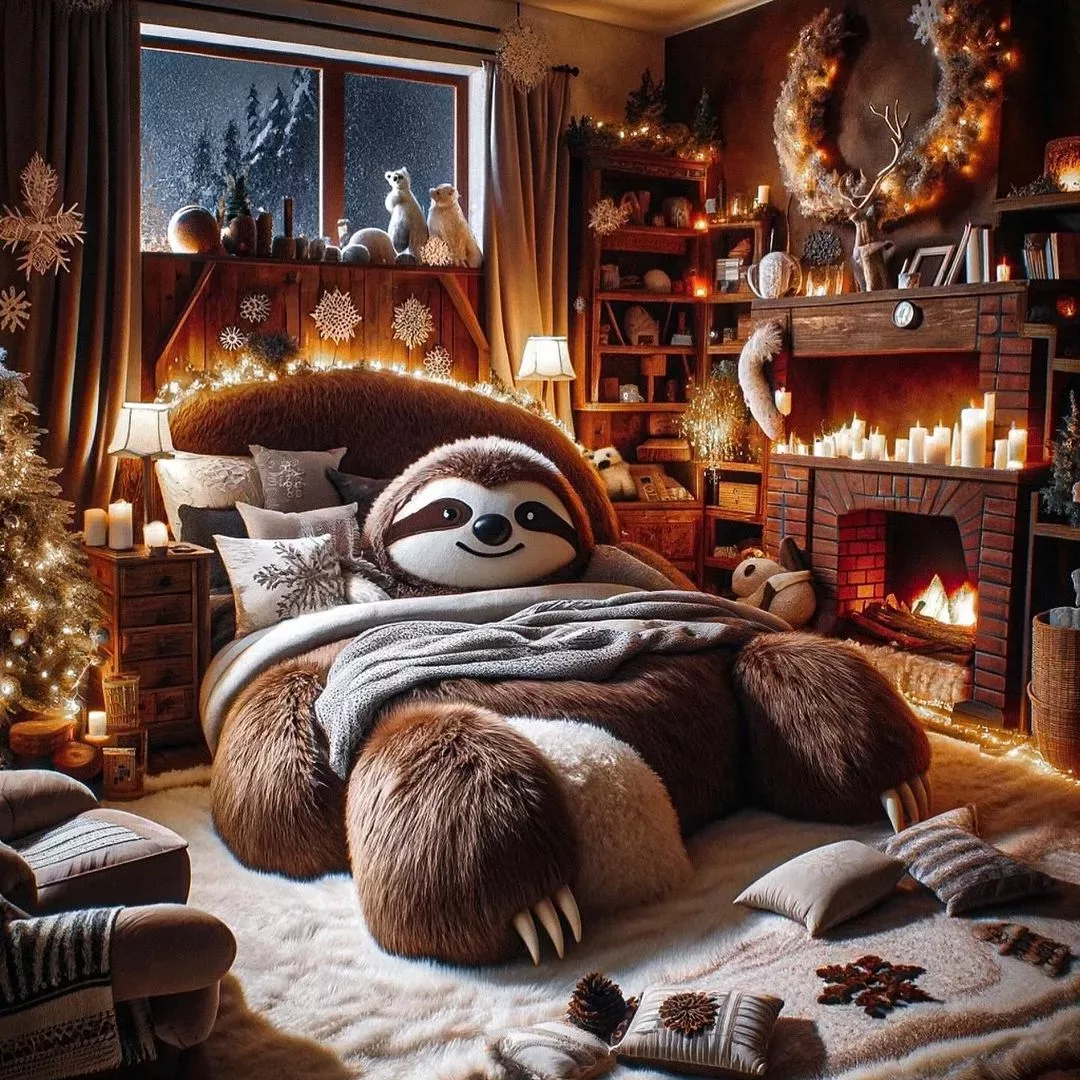 Christmas Comfort: Embrace the Holidays with a Sloth-Shaped Bed