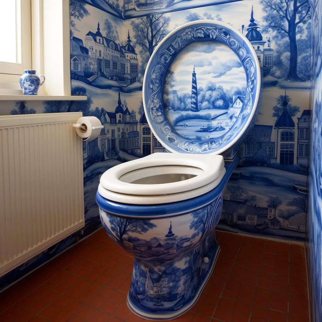 Handcrafted Delft Blue Ceramic Art in Bathrooms