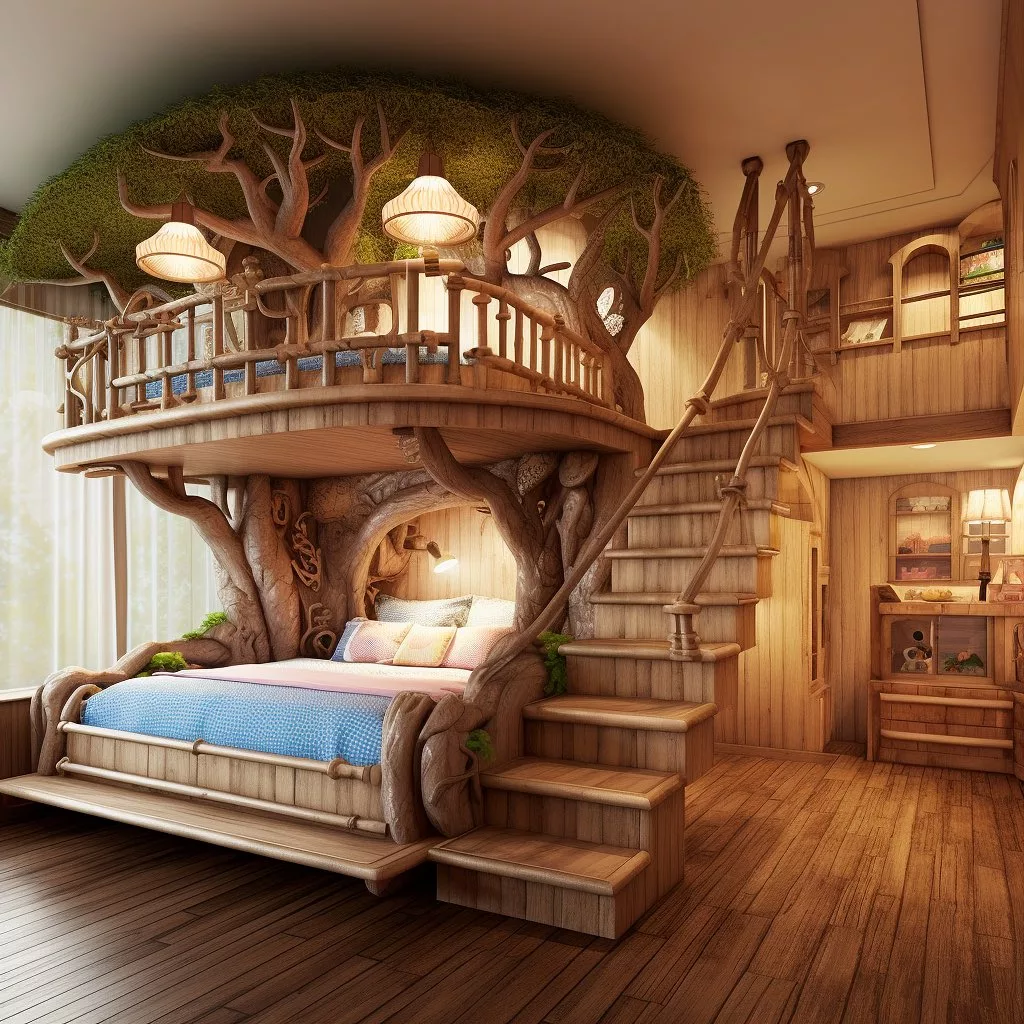 Features of Rustic Treehouse Bunk Beds