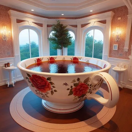 The Luxury of Soaking in a Teacup Shaped Bathtub