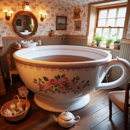 The Luxury of Soaking in a Teacup Shaped Bathtub