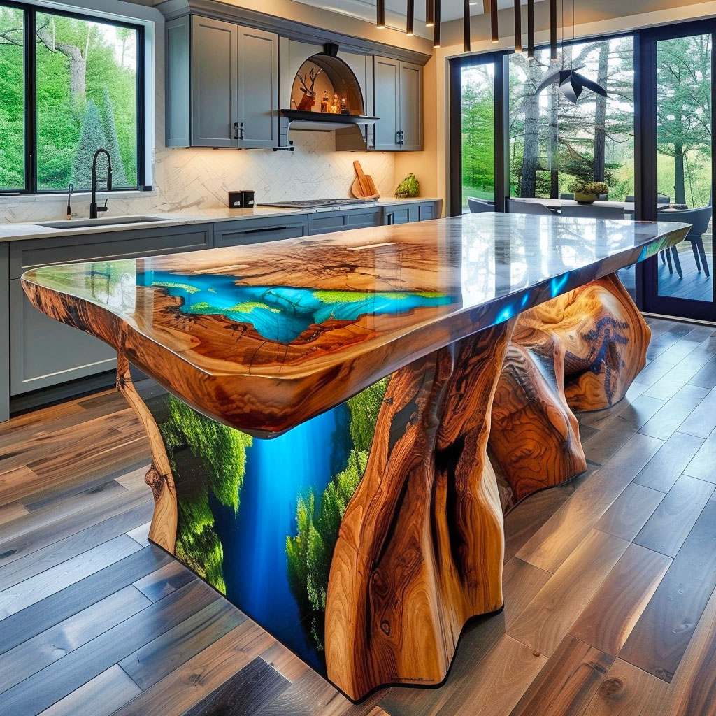 Wood and Epoxy Kitchen: Fusion of Nature and Modern Design