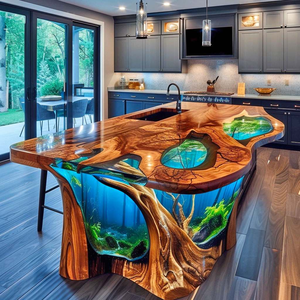 Artwork Creation Using Epoxy for Kitchen Islands