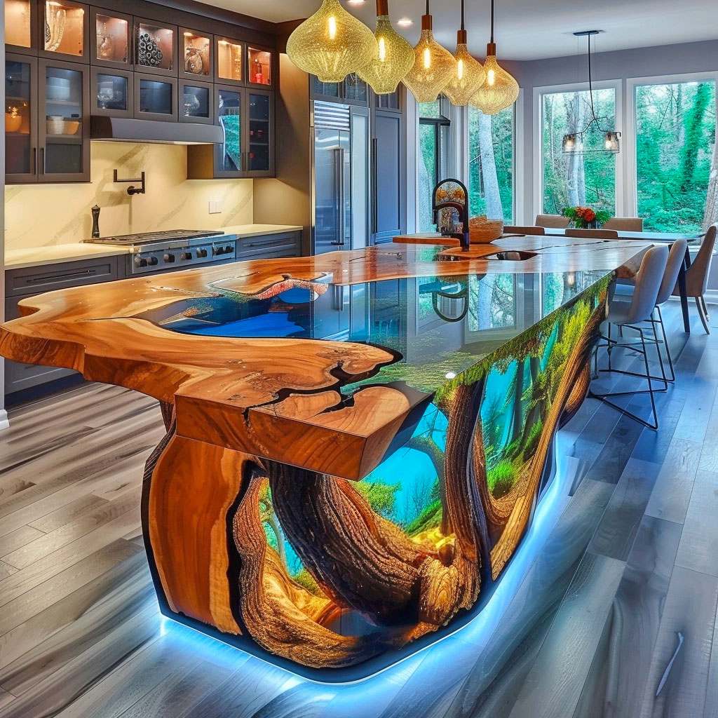 Artwork Creation Using Epoxy for Kitchen Islands