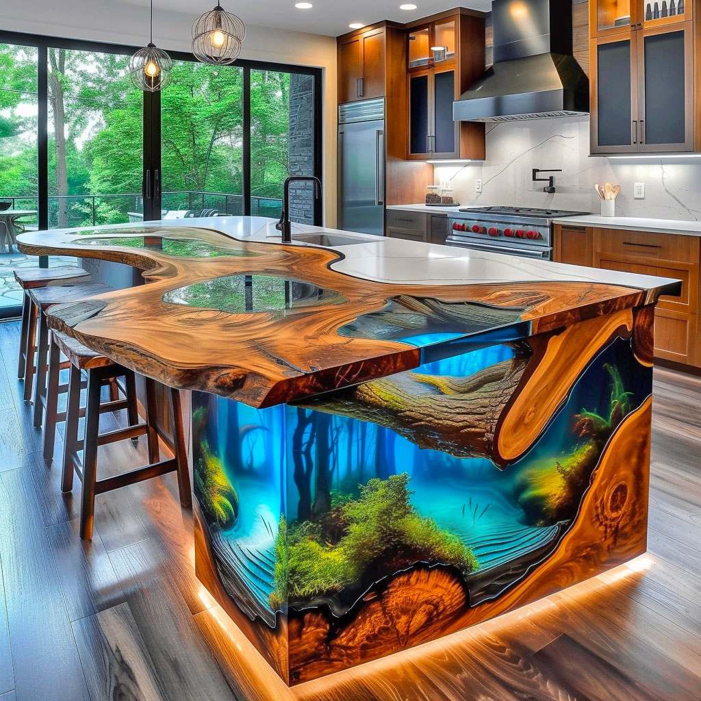 Unique Kitchen Island Ideas with Wood and Epoxy