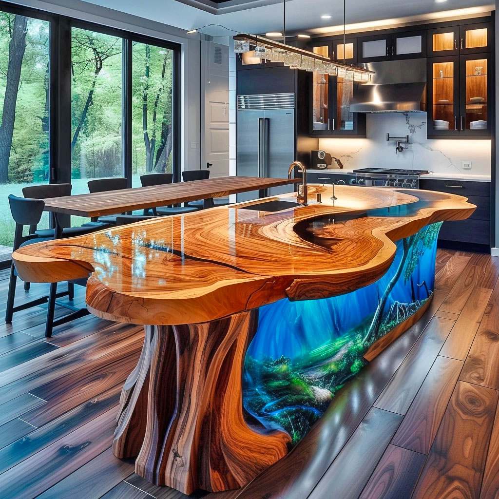 Wood and Epoxy Kitchen: Fusion of Nature and Modern Design