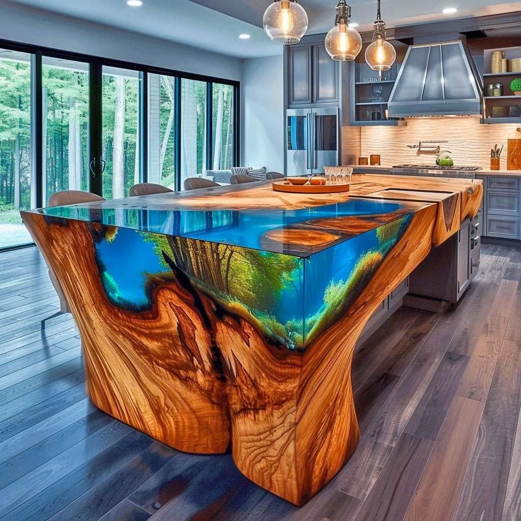 Unique Kitchen Island Ideas with Wood and Epoxy