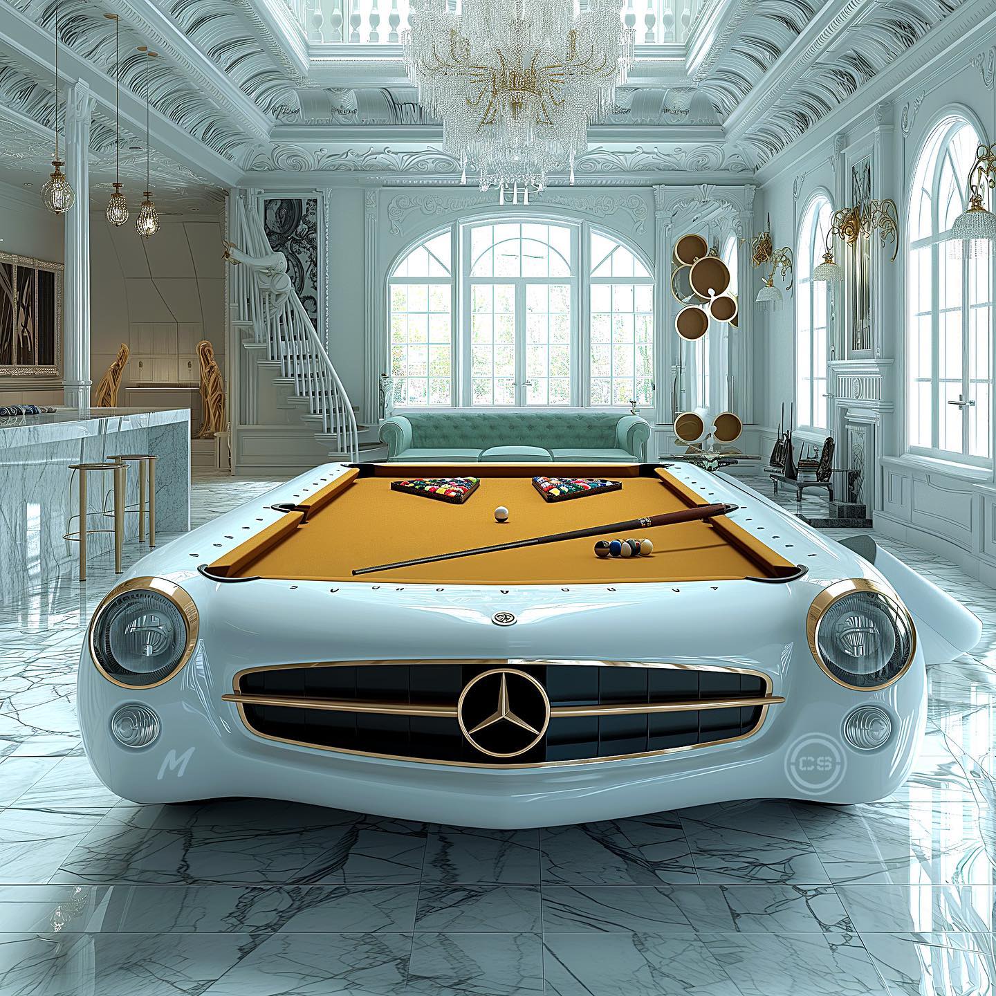 Unique Features of a Mercedes-Inspired Pool Table