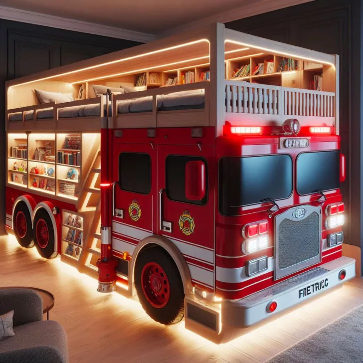 Imaginative Adventures: Police and Firetruck Kids Bunk Bed for Thrilling Slumber