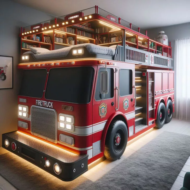 Imaginative Adventures: Police and Firetruck Kids Bunk Bed for Thrilling Slumber