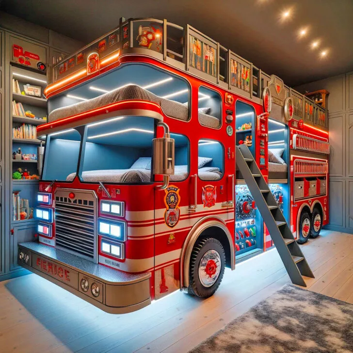 Imaginative Adventures: Police and Firetruck Kids Bunk Bed for Thrilling Slumber