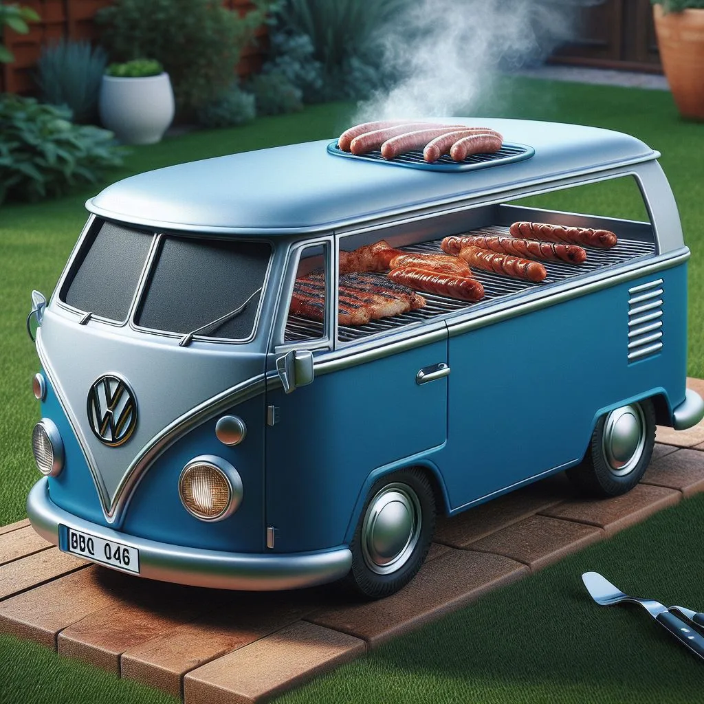 Features of the VW T1 Bulli Bus Stainless Steel Suitcase Grill