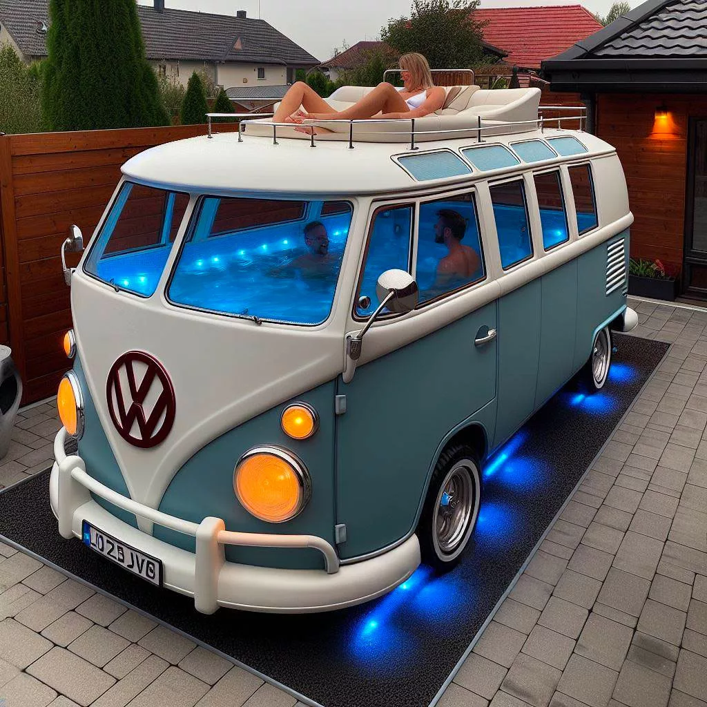 Volkswagen Bus Hot Tubs: Retro Patio Transformation