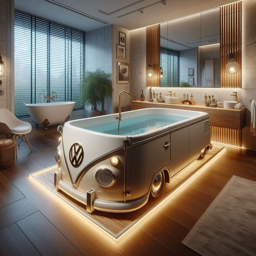 Volkswagen Bus Shaped Bathtub: Retro Relaxation for Your Bathroom