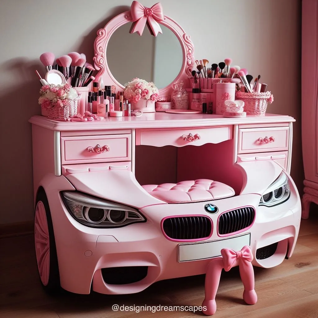 Elevate Your Vanity: BMW-Inspired Pink Makeup Table for Glamorous 